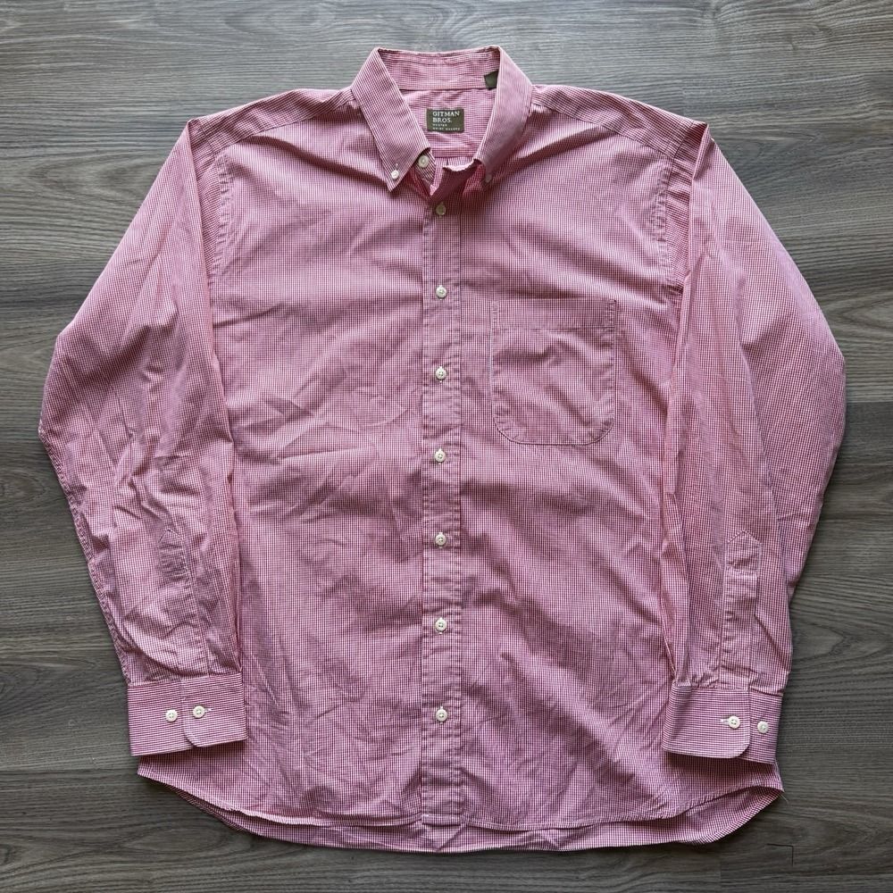 VTG Gitman Bros Long Sleeve Button Down Shirt USA Red Plaid XL